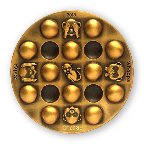 whoops geocoin antique gold back whoops geocoin antique gold