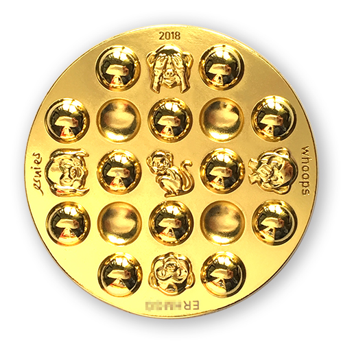 whoops geocoin gold back whoops geocoin gold
