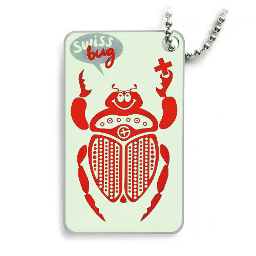 swiss bug red on glow white